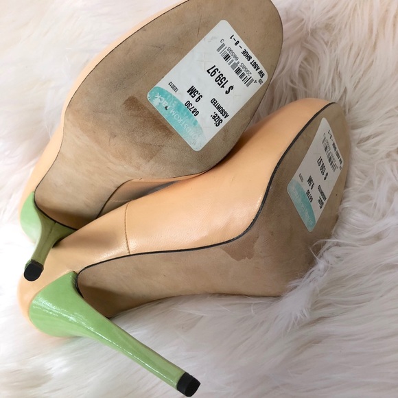 Stuart Wietzman Nude Chartreuse Peep Toe Pump 9.5 - Picture 6 of 6
